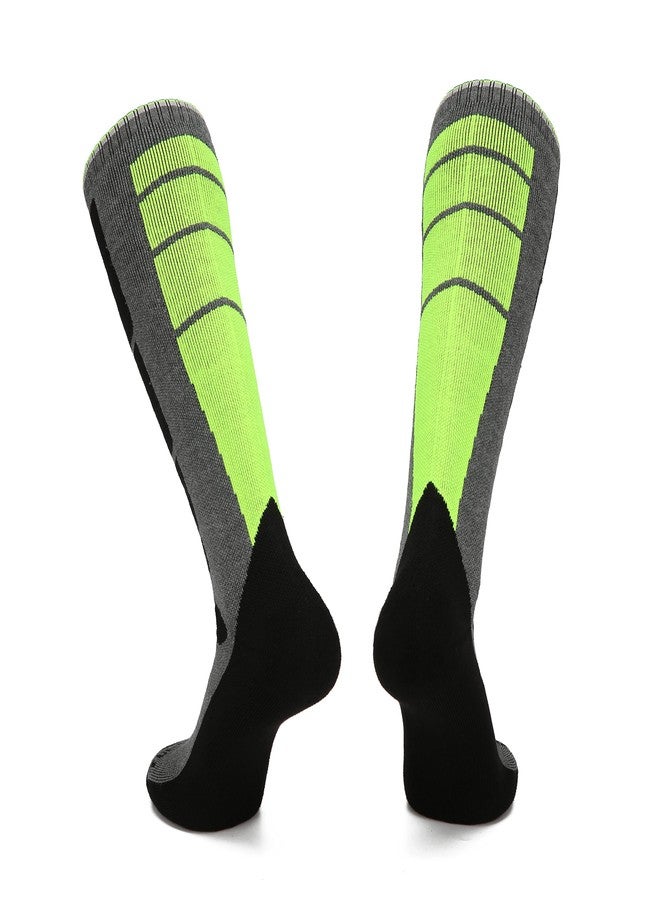 TurnWay 2-Pairs Ski Socks 85% Cotton Over The Calf (OTC) for Skiing, Snowboarding, Winter Outdoor Activities for Men & Women (Green, Medium) - Image 3